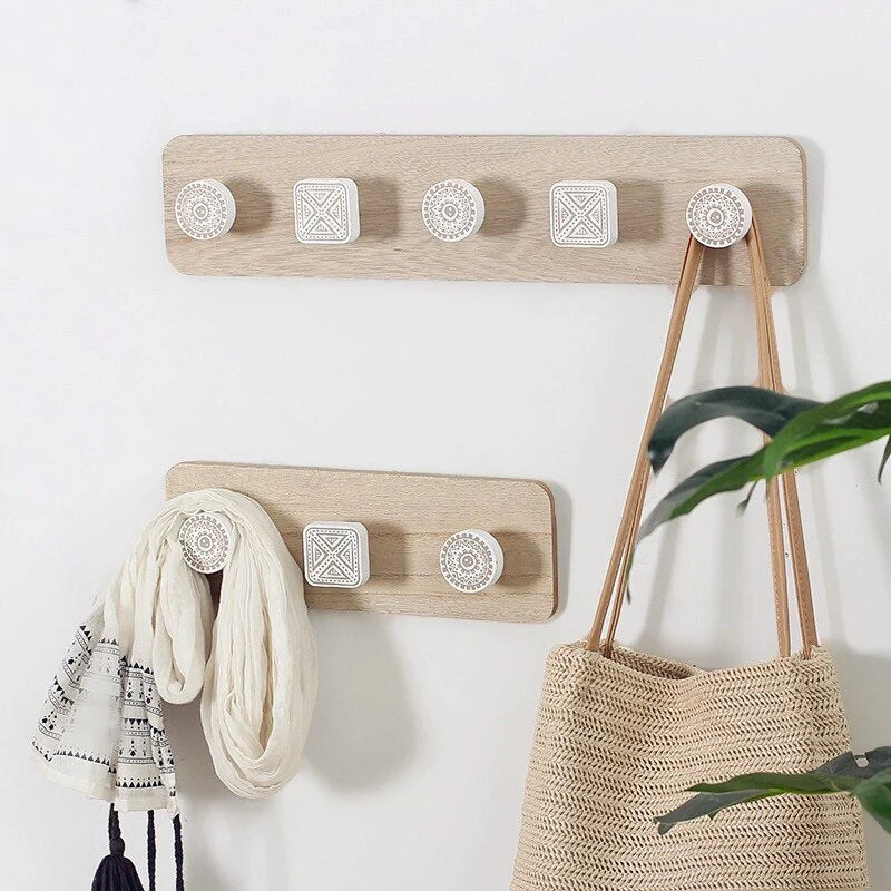 Porte Manteau Mural Bois Rustique