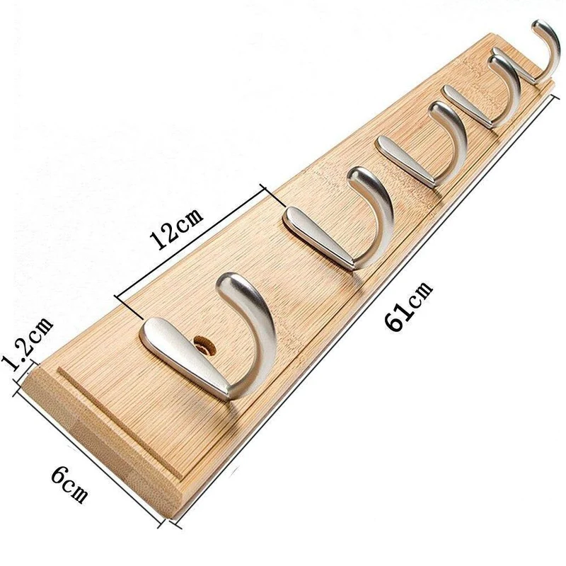 Porte Manteau Mural Bois Bambou Clair ou Blanc