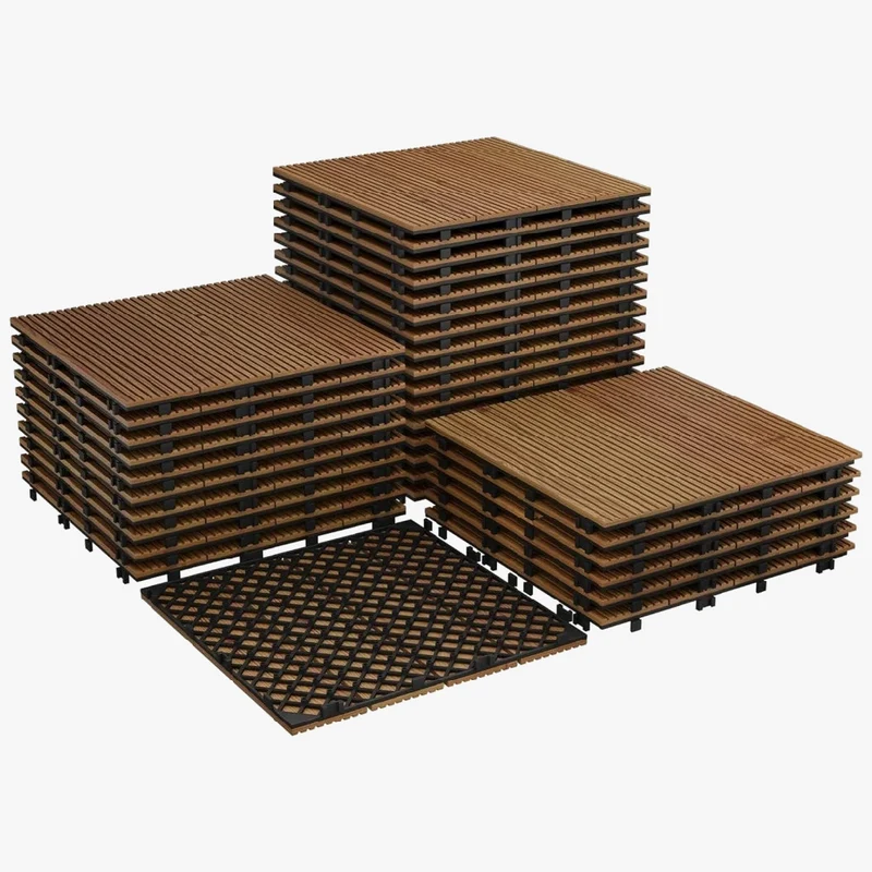 Dalles terrasse acacia clipsables antiderapant 30x30 balcon piscine