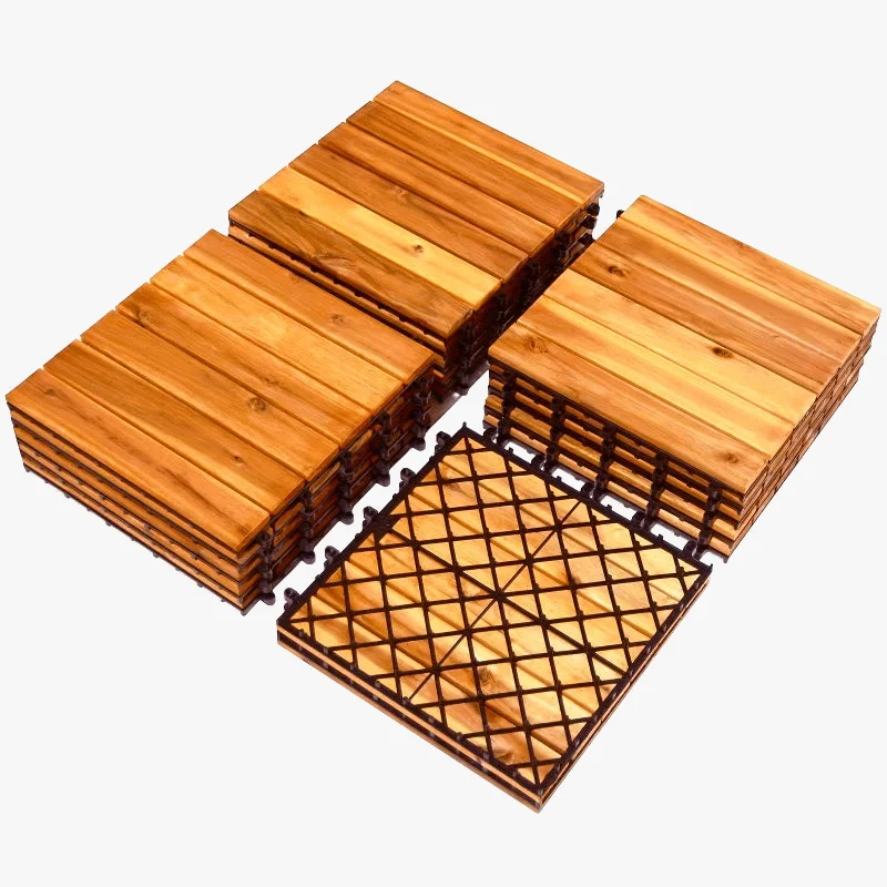 Dalles emboitables bois acacia pour terrasse interieur exterieur