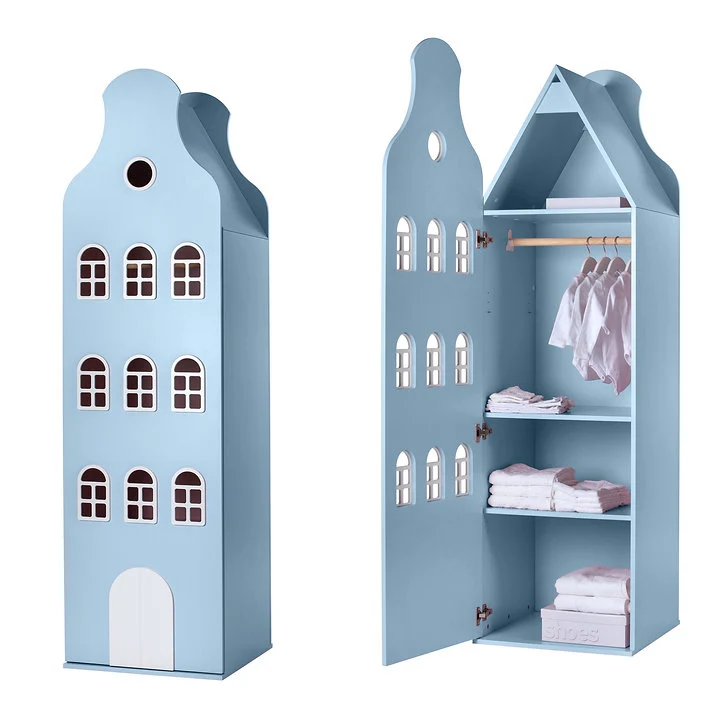 Armoire enfant Palazzo Amsterdam Bellgable. Modèle néerlandais blanc et bleu.