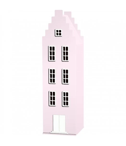 Armoire pour enfants, escalier d'entrée de maison, pignon, Amsterdam. Ceci est Dutch-Rosa.