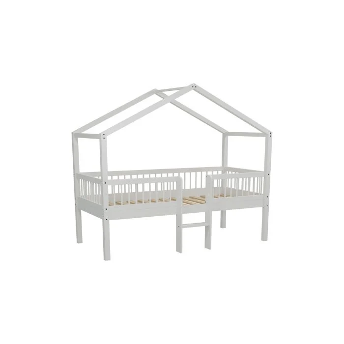 Lit cabane en forêt avec échelle 90 x 200 cm Hêtre blanc Vipack