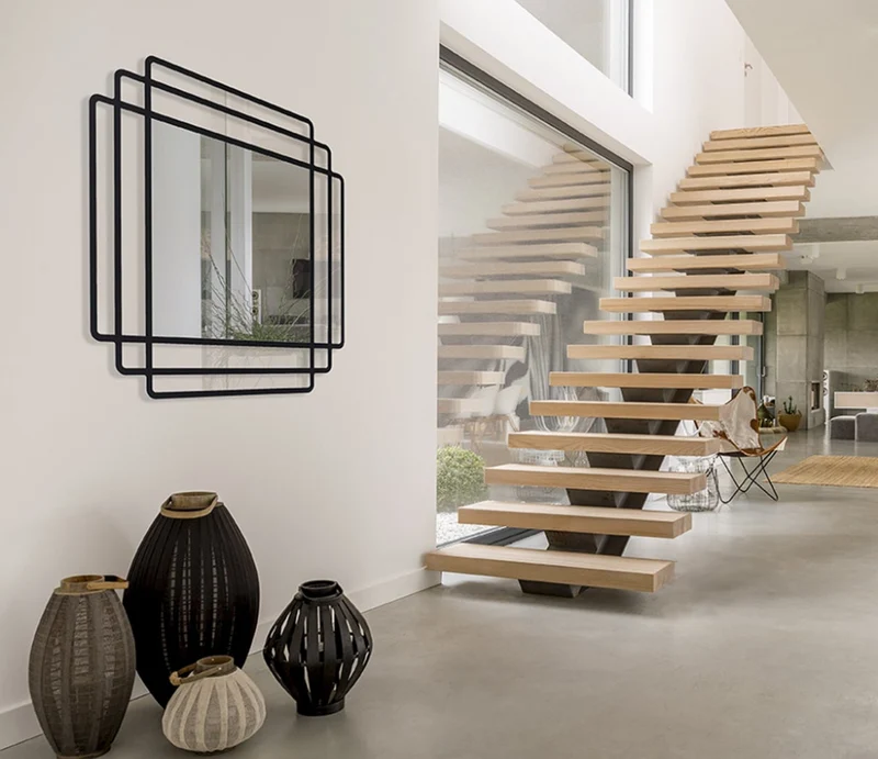 Miroir mural design carré contour noir - Jessy