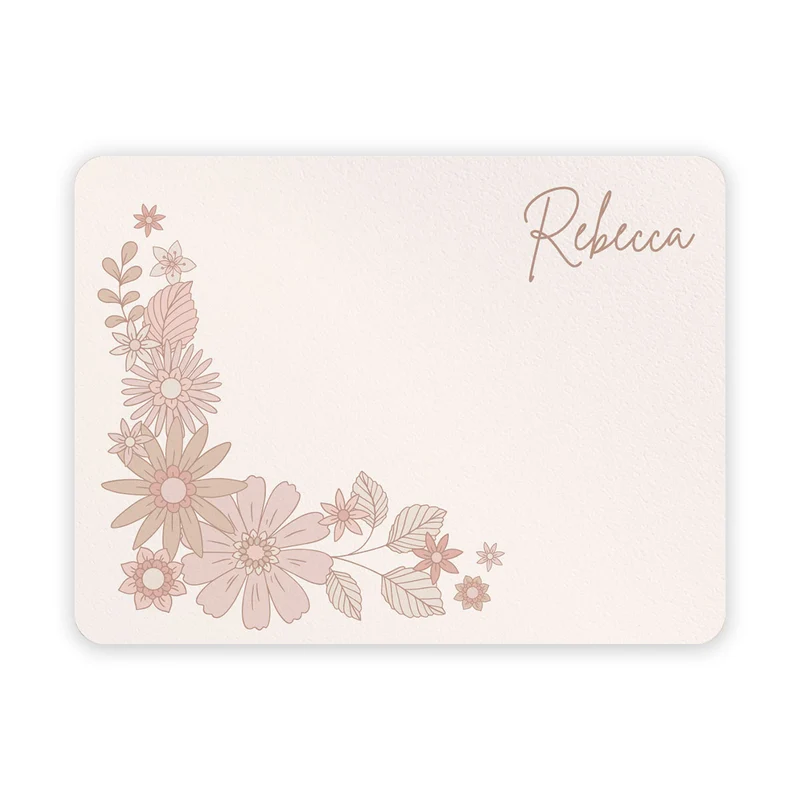 Set de table petit-déjeuner à fleurs rétro - Nom personnalisable
