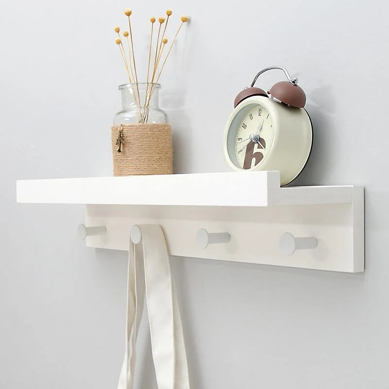 Porte Manteau Mural Bois Blanc avec étagère