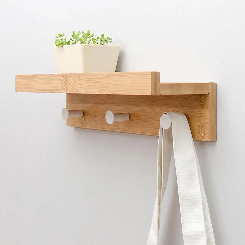 Porte Manteau Mural Bois avec étagère