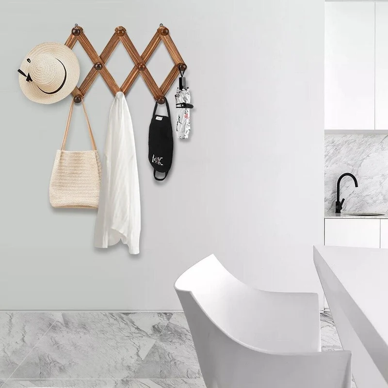 Porte Manteau Mural Bois Rétractable