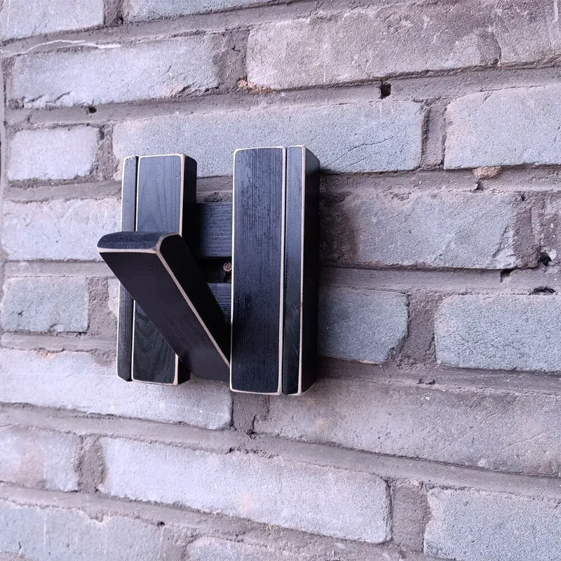 Porte Manteau Mural Bois et Noir
