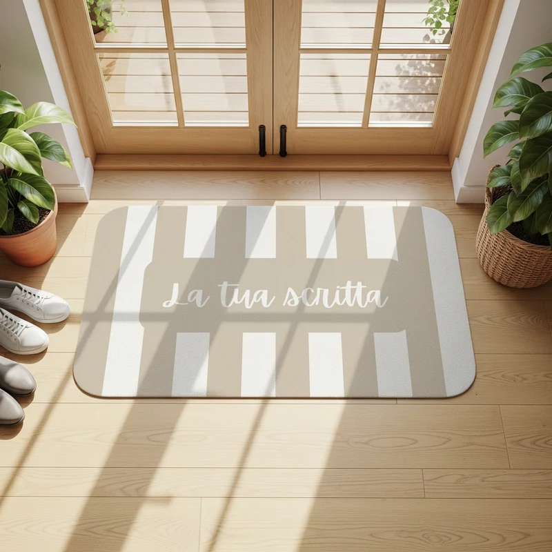 Paillasson rayé de 5 cm - Plusieurs couleurs et tailles disponibles - Texte personnalisable