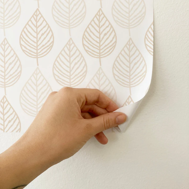 Papier peint vinyle autocollant à motif feuilles de sable 50 x 300 cm