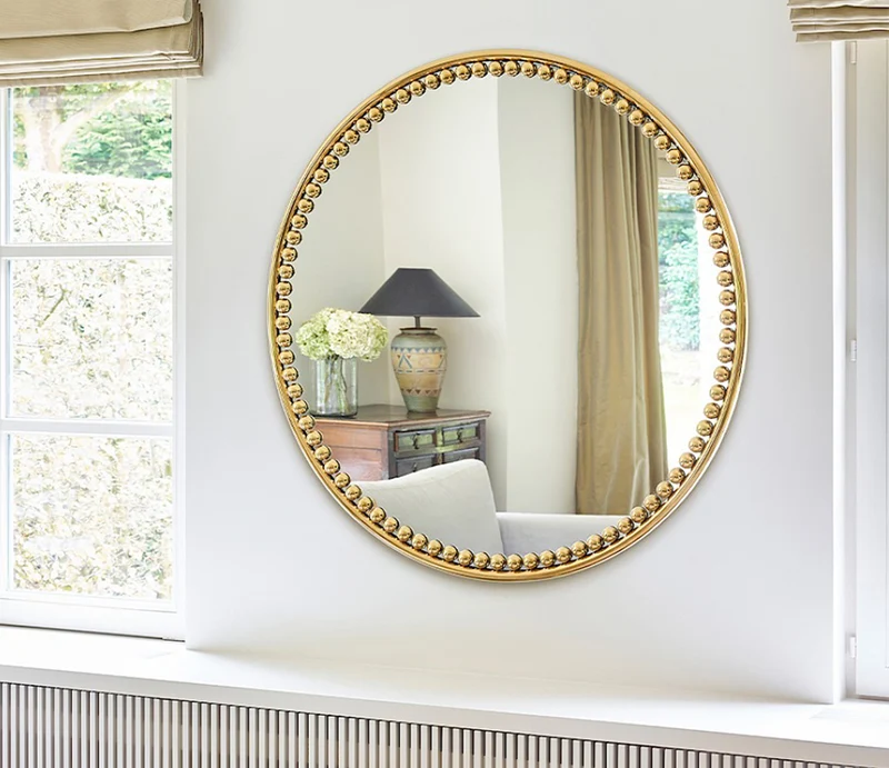 Miroir doré rond de salon doré - Diva