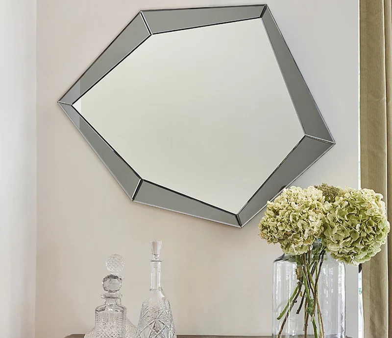 Miroir contemporain design gris 90x71cm - Polygon