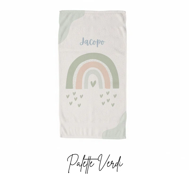 Serviette éponge personnalisée arc-en-ciel pour enfants - Plusieurs couleurs disponibles