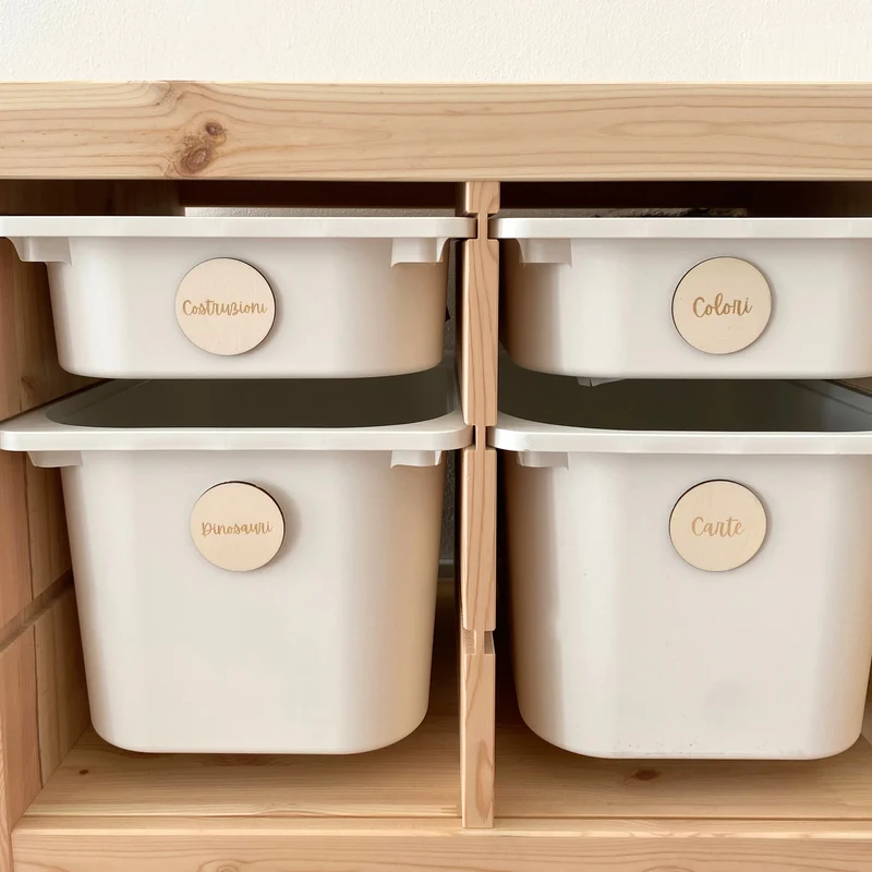 Étiquettes autocollantes en bois pour organiser les jeux