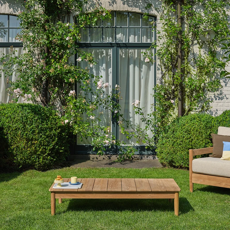 Table basse de jardin en teck massif 140 cm