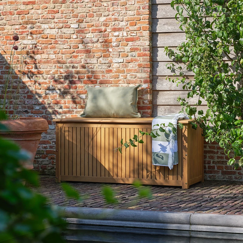 Coffre de rangement jardin en acacia massif huilé