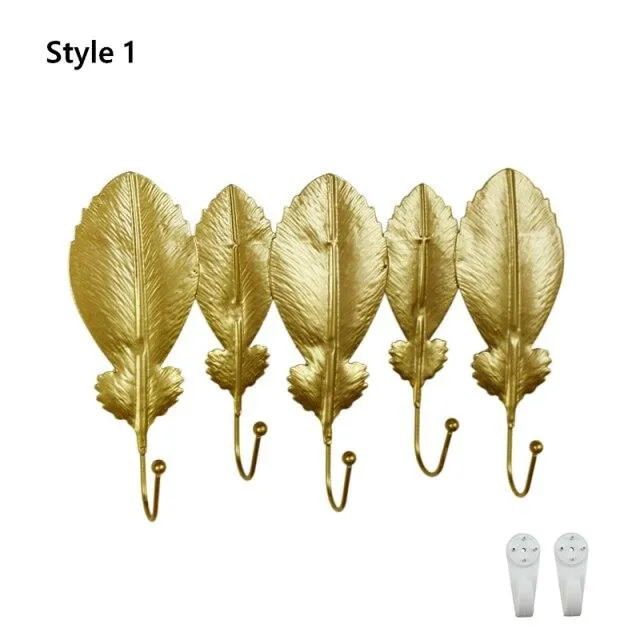 Porte Manteau Mural Original Feuilles Or