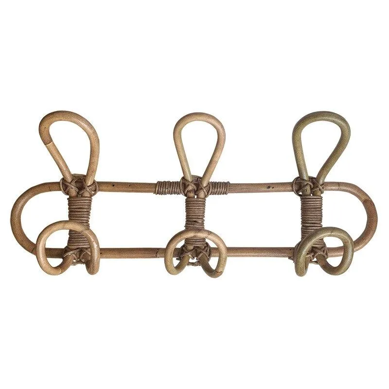 Porte Manteau Mural Bois Rotin