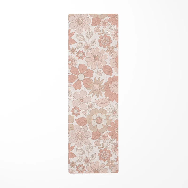 Tapis de yoga pour enfants à fleurs rétro