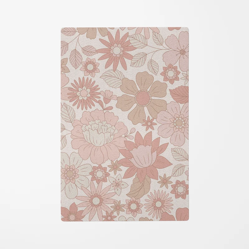 Tapis enfant à motif floral rétro - Plusieurs tailles disponibles