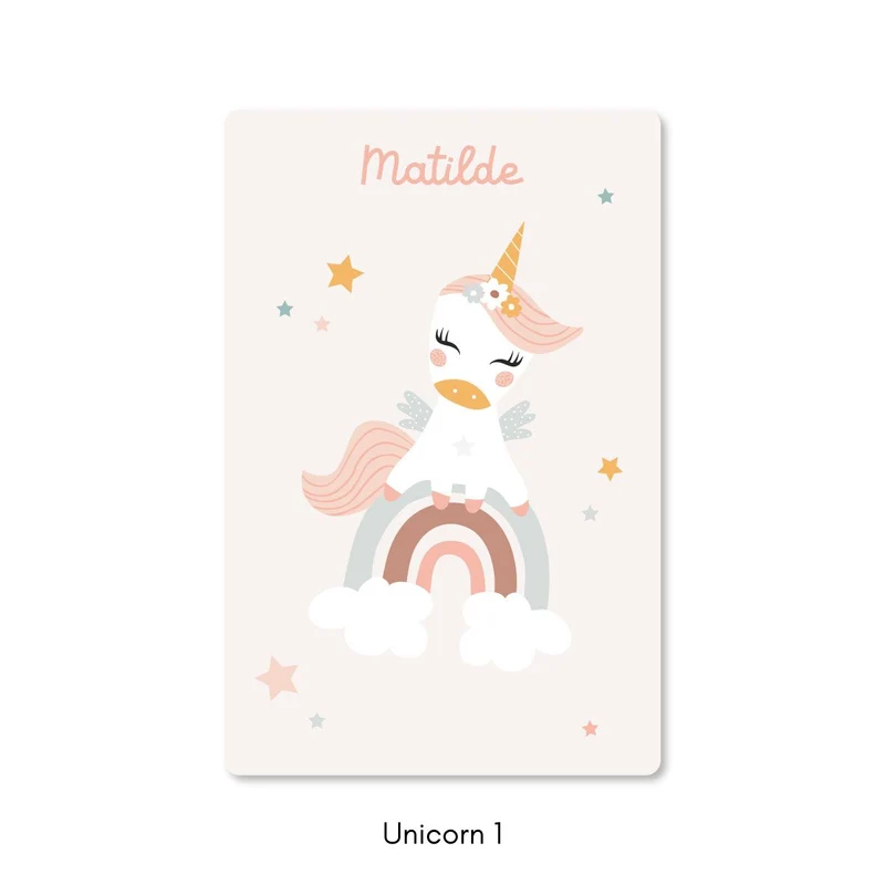 Tapis Licorne pour enfants - Plusieurs couleurs et tailles disponibles - Prénom personnalisable