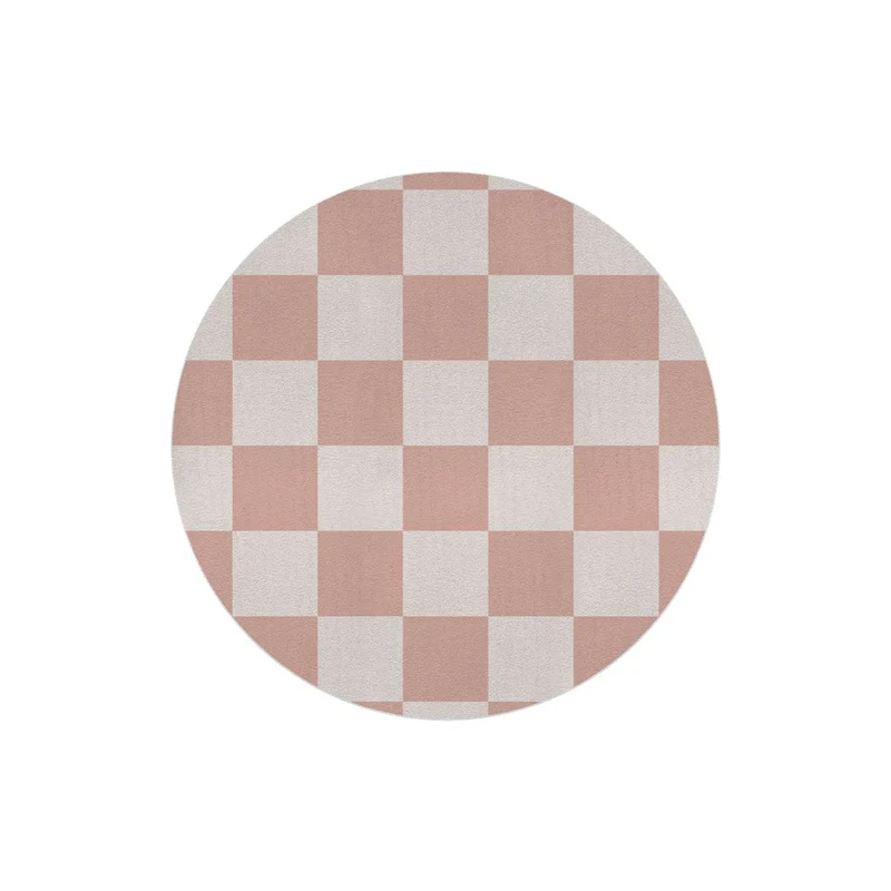 Tapis rond à carreaux pour chambre d'enfant - Plusieurs couleurs disponibles