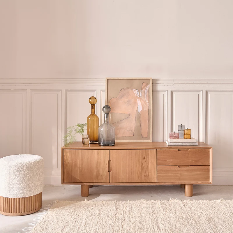 Meuble TV en teck massif 150 cm