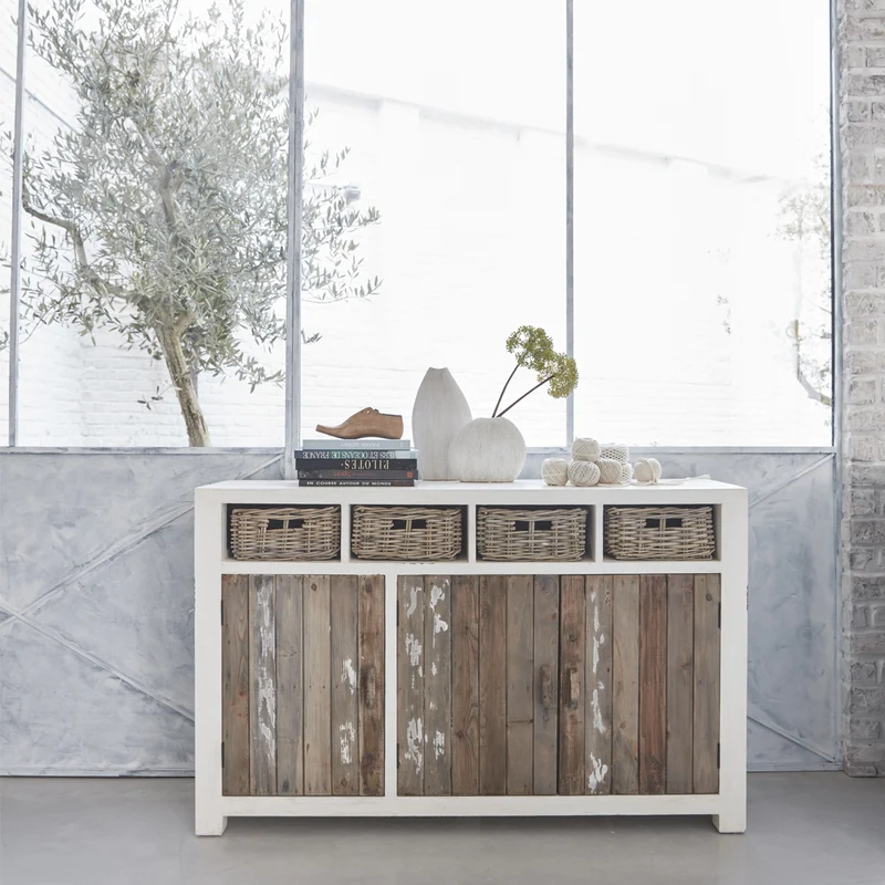 Commode en pin recyclé massif 145 cm
