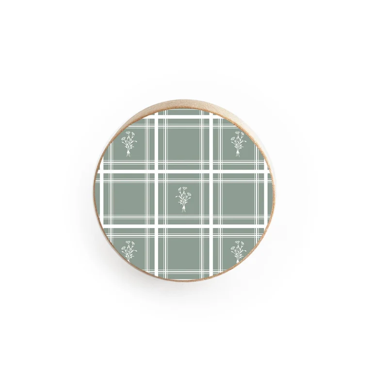 Poignée de porte en bois à motif de pétales rayés - Plusieurs couleurs disponibles