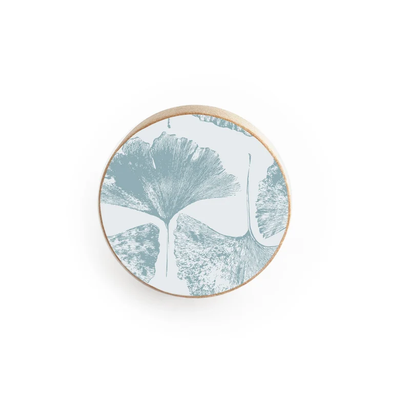 Poignée de porte en bois avec motif de feuille de ginkgo - Plusieurs couleurs disponibles