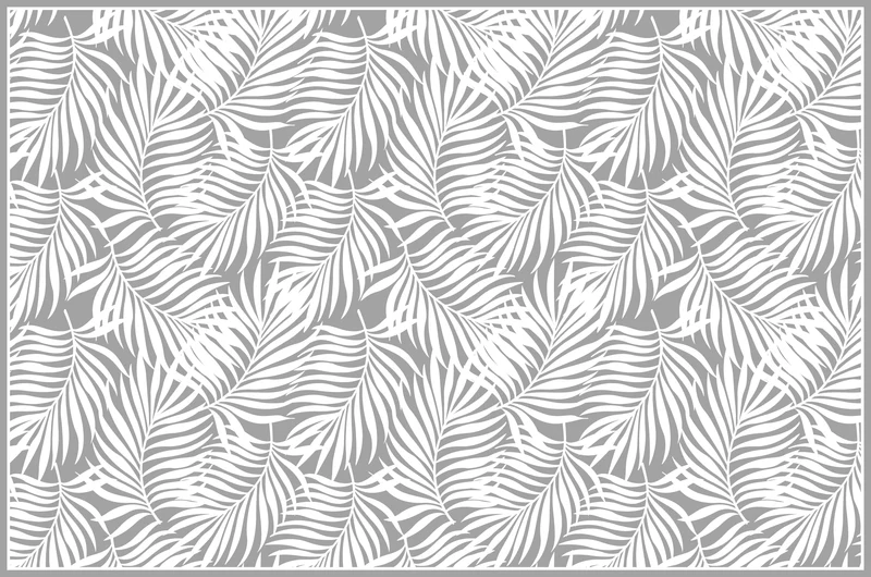 Tapis en vinyle 98 x 148 cm, motif feuilles tropicales grises