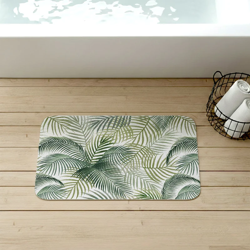 Tapis de bain antidérapant à motif aquarelle tropicale - Plusieurs tailles disponibles