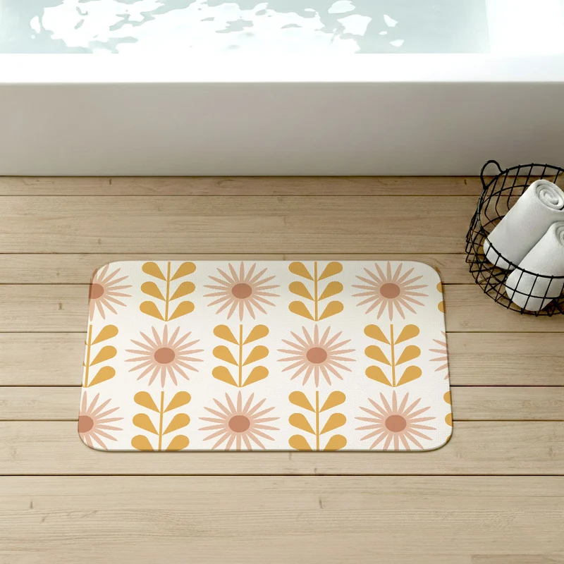 Tapis de bain antidérapant à motif floral dégradé - Plusieurs tailles disponibles