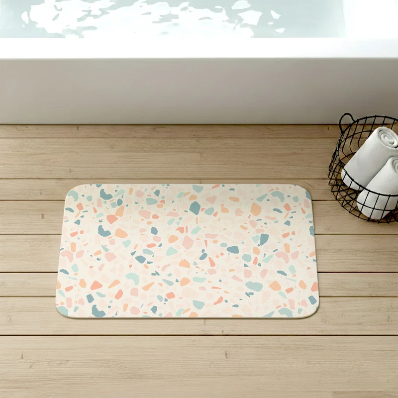Tapis de bain antidérapant crème terrazzo - Plusieurs tailles disponibles