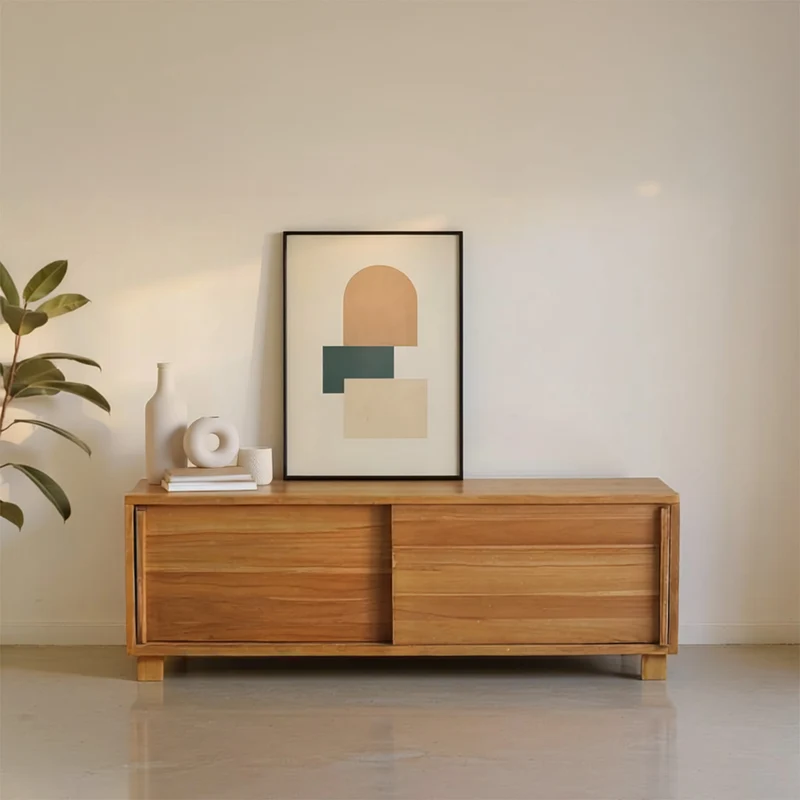 Meuble TV en teck massif 100 cm