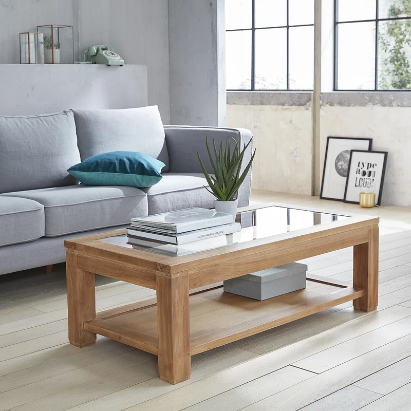 Table basse en teck massif 120 cm