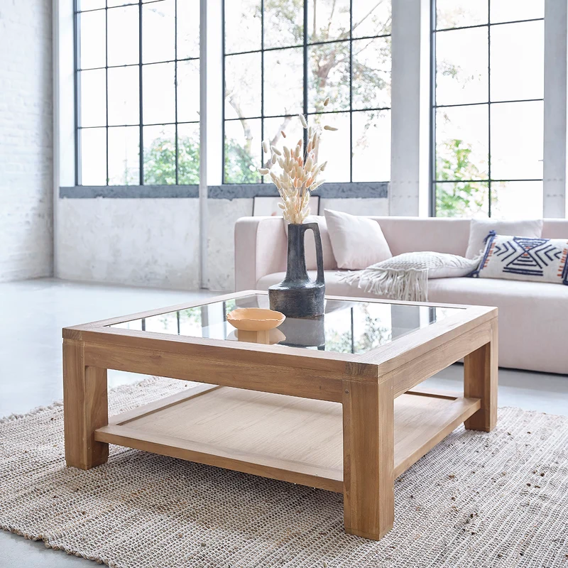 Table basse en teck massif 100 cm