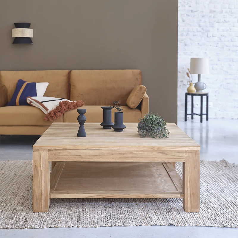Table basse en teck massif 100 cm