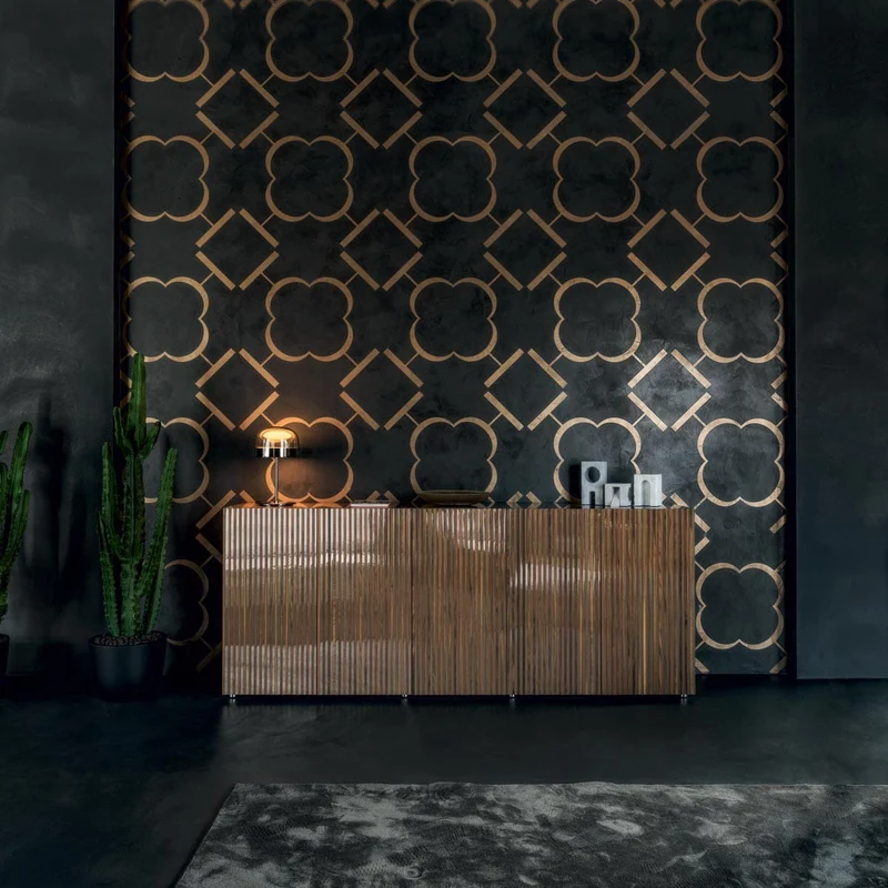 Glossy Lacquered and Oak Wood Sideboard LEON DECOR H 98 by Sth for Horm