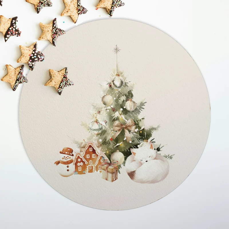 Set de table rond de Noël renard