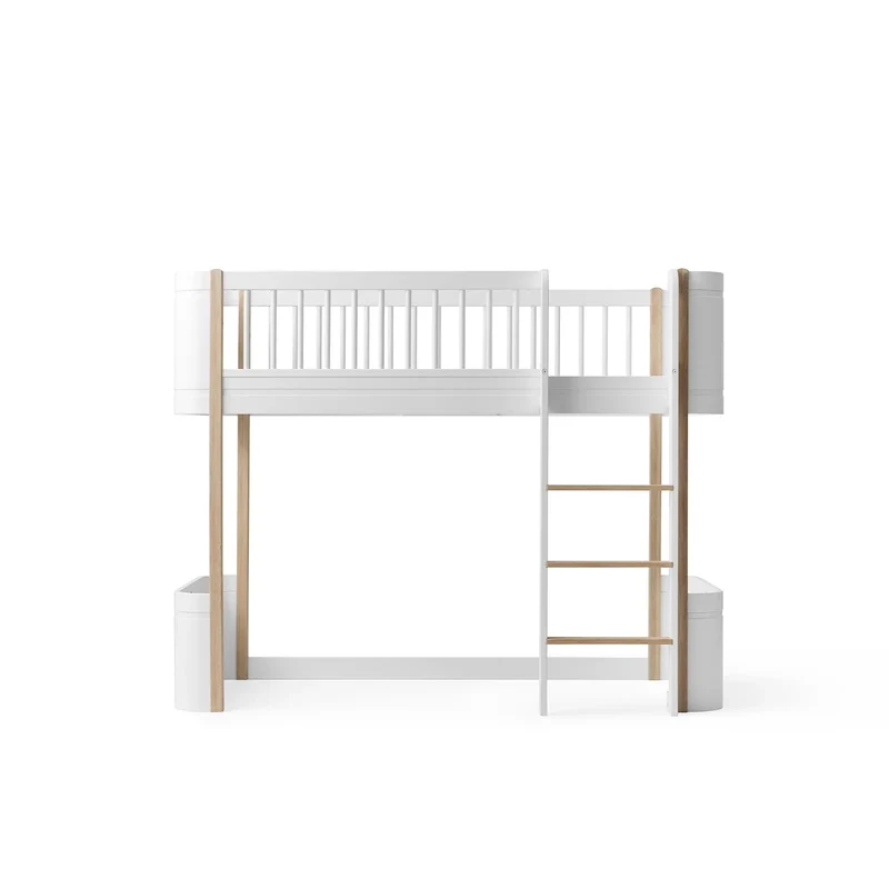 Lit mezzanine bas Oliver Furniture Wood Mini + blanc et bois