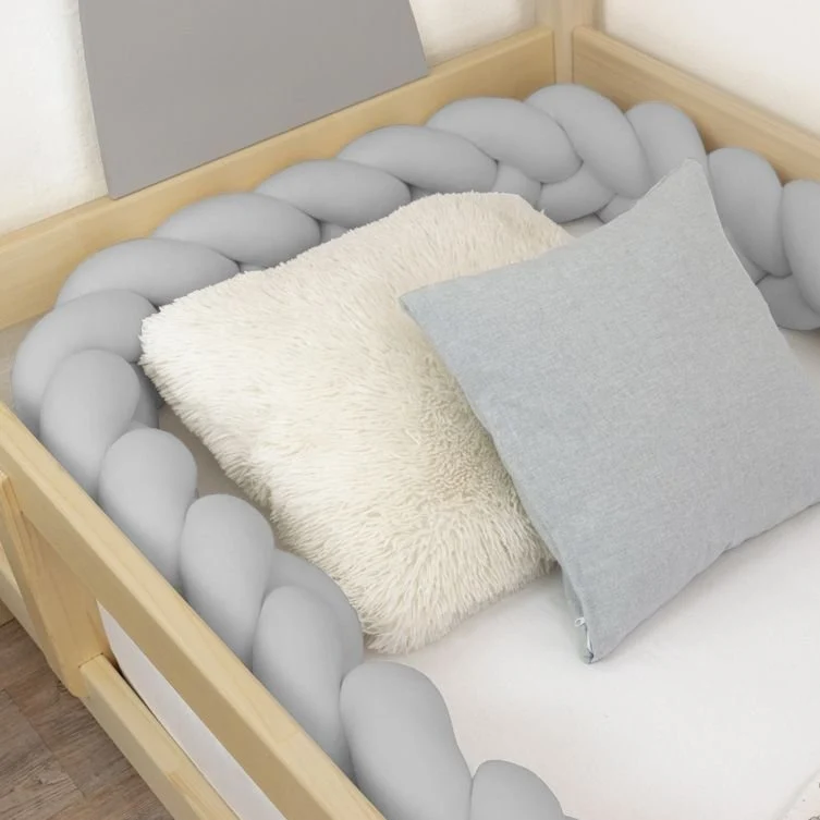 Pare-chocs pour lit bébé tressé gris Benlemi