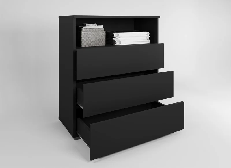 Meuble à chaussures 3 tiroirs et 1 niche noir BAKI