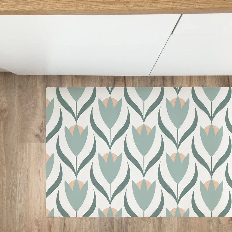 Tapis de cuisine en vinyle souple motif tulipe - Plusieurs tailles disponibles
