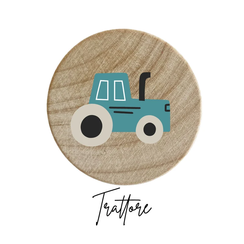 Bouton en bois avec motif de voiture en relief - Plus de modèles disponibles