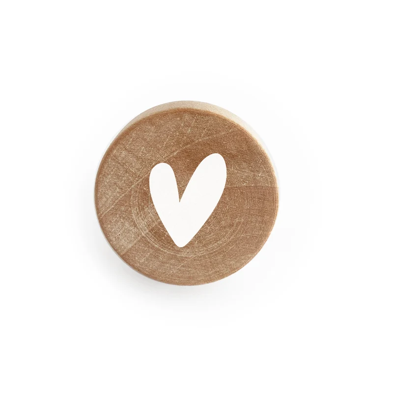 Bouton de porte en bois avec motif de petits cœurs en relief - Plusieurs couleurs disponibles