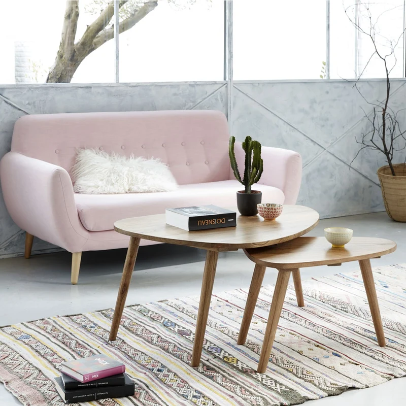Lot de 2 tables basses en mindi massif