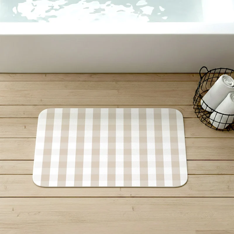 Tapis de bain antidérapant à carreaux vichy - Plusieurs couleurs et tailles disponibles