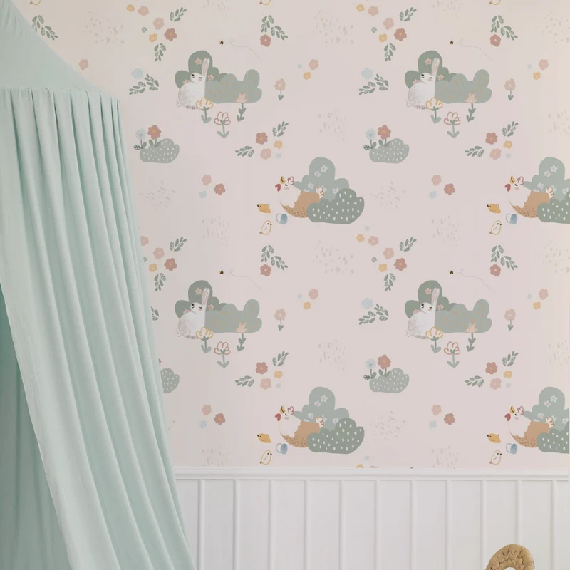 Papier peint adhésif vinyle multicolore happy farm 50x300 cm-Decochic